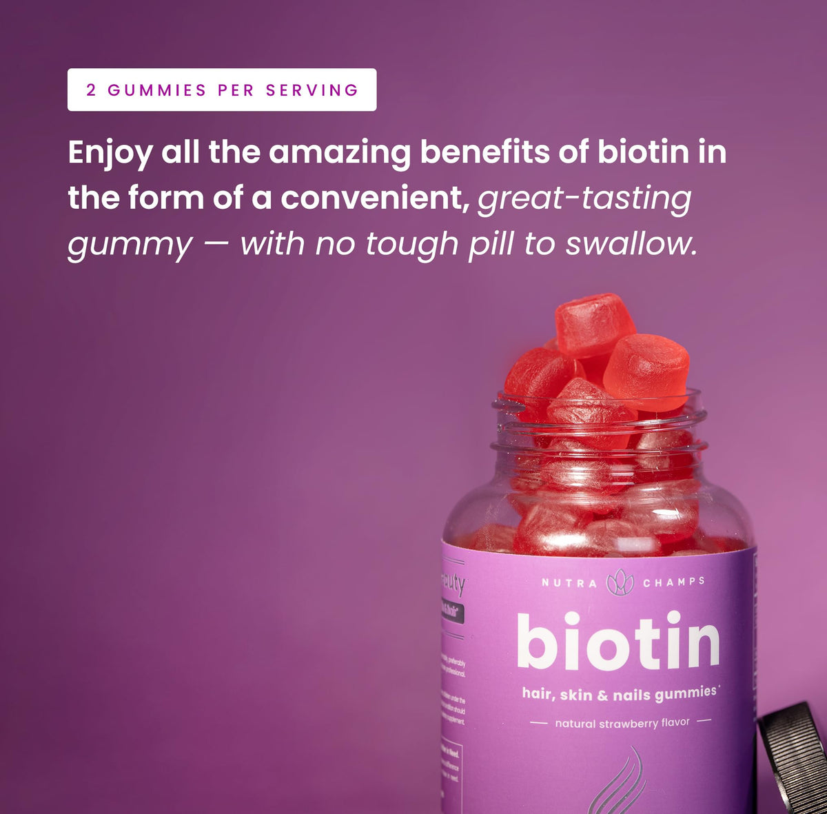 NutraChamps (2 Pack) Biotin Gummies 10,000mcg [High Potency] for Healthy Hair, Skin & Nails for Adults & Kids - 5000mcg in Each Gummy Vitamin - Vegan, Non-GMO - PrimeBioHealth - canada supplements
