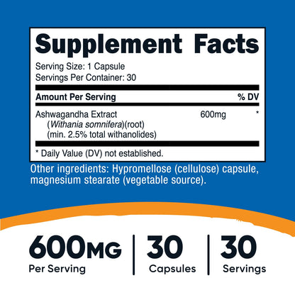 Nutricost Ashwagandha Herbal Supplement 600mg, 120 Capsules | Vegetarian, Non-GMO, Gluten Free, Ashwagandha Root - PrimeBioHealth - canada supplements