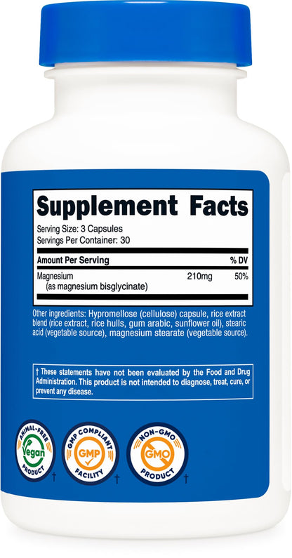 Nutricost Magnesium Glycinate Capsules, 180 Capsules, 210mg | Gentle Absorption, Magnesium Glycinate Supplement - PrimeBioHealth - canada supplements