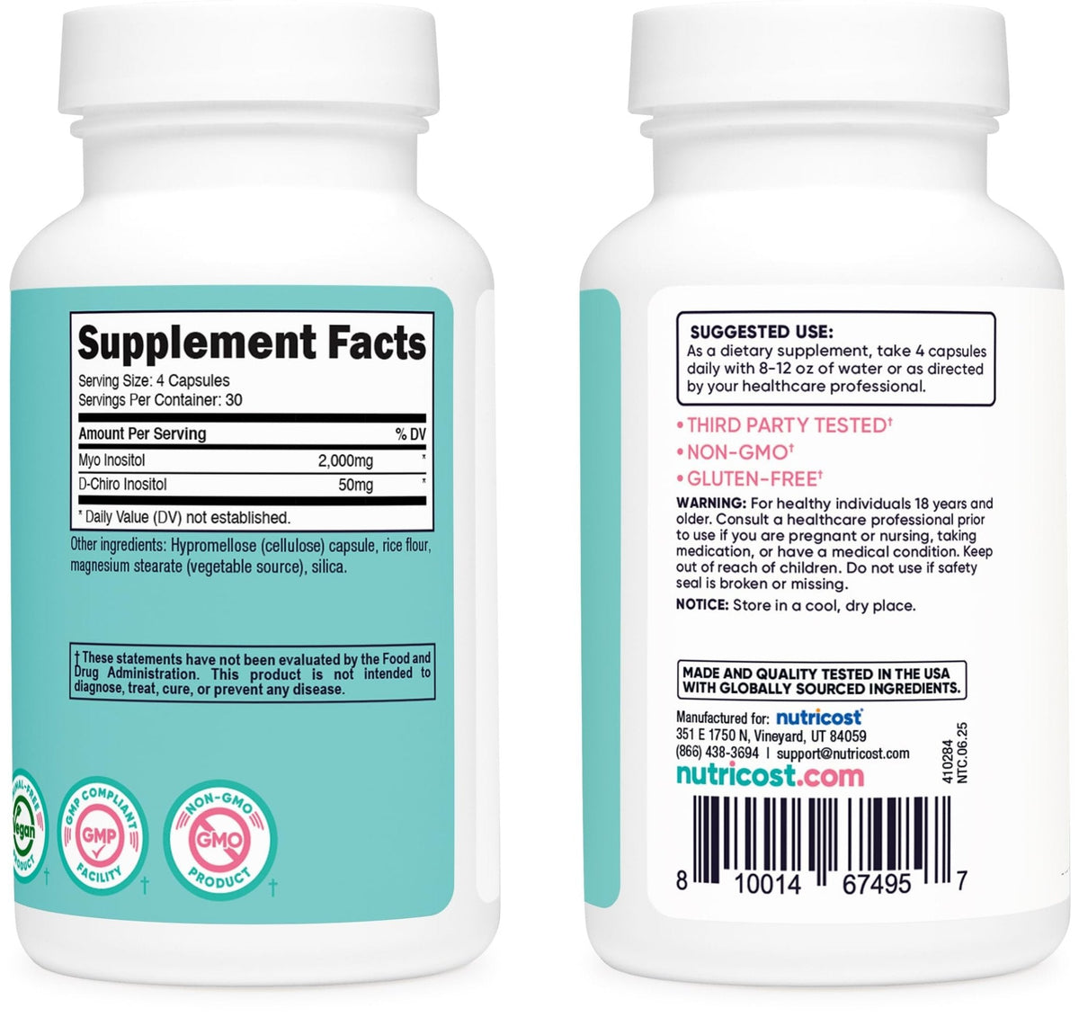 Nutricost Myo Inositol & D-Chiro Inositol for Women 2000mg, 120 Capsules, 2000mg Myo & 50mg D-Chiro Per Serving, 30 Servings - PrimeBioHealth - canada supplements