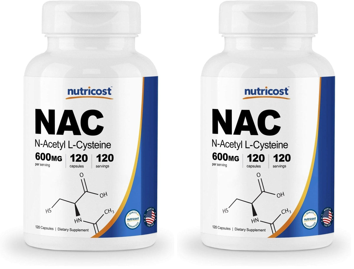 Nutricost N-Acetyl L-Cysteine (NAC) 600mg, 180 Capsules | GMO-Free And Gluten Free - PrimeBioHealth - canada supplements