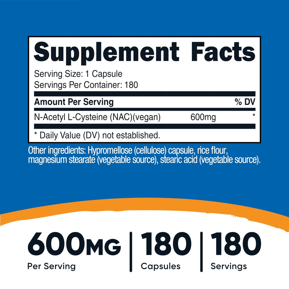 Nutricost N-Acetyl L-Cysteine (NAC) 600mg, 180 Capsules - Non-GMO, Gluten Free - PrimeBioHealth - canada supplements