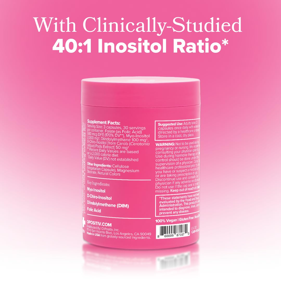 O Positiv FLO Ovarian Health Support - Hormone Balance for Women, Supplement with DIM, Myo & D-Chiro Inositol, Folic Acid - Supports Healthy Ovulation - PrimeBioHealth - canada supplements