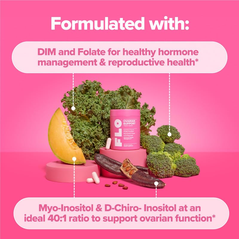 O Positiv FLO Ovarian Health Support - Hormone Balance for Women, Supplement with DIM, Myo & D-Chiro Inositol, Folic Acid - Supports Healthy Ovulation - PrimeBioHealth - canada supplements