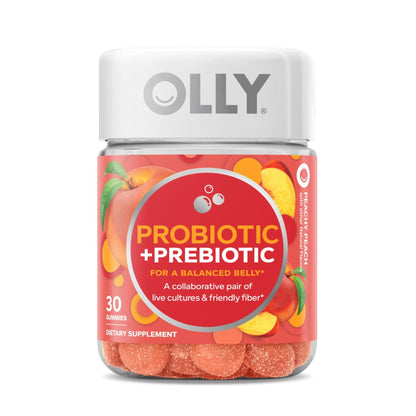 OLLY Probiotic + Prebiotic Gummy, Digestive Support and Gut Health, 500 Million CFUs, Fiber, Adult Chewable Supplement - PrimeBioHealth - canada supplements