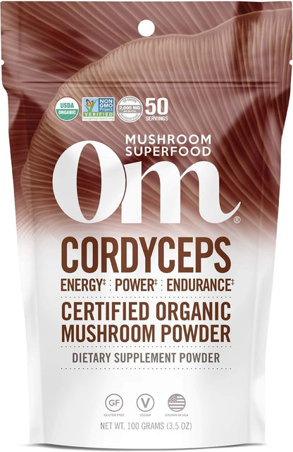 OM MUSHROOM SUPERFOOD Cordyceps Organic Mushroom Powder, 3.5 Ounce, 50 Servings, Energy, Power, Stamina and Endurance Support, Superfood Supplement for Sports Performance - PrimeBioHealth - canada supplements