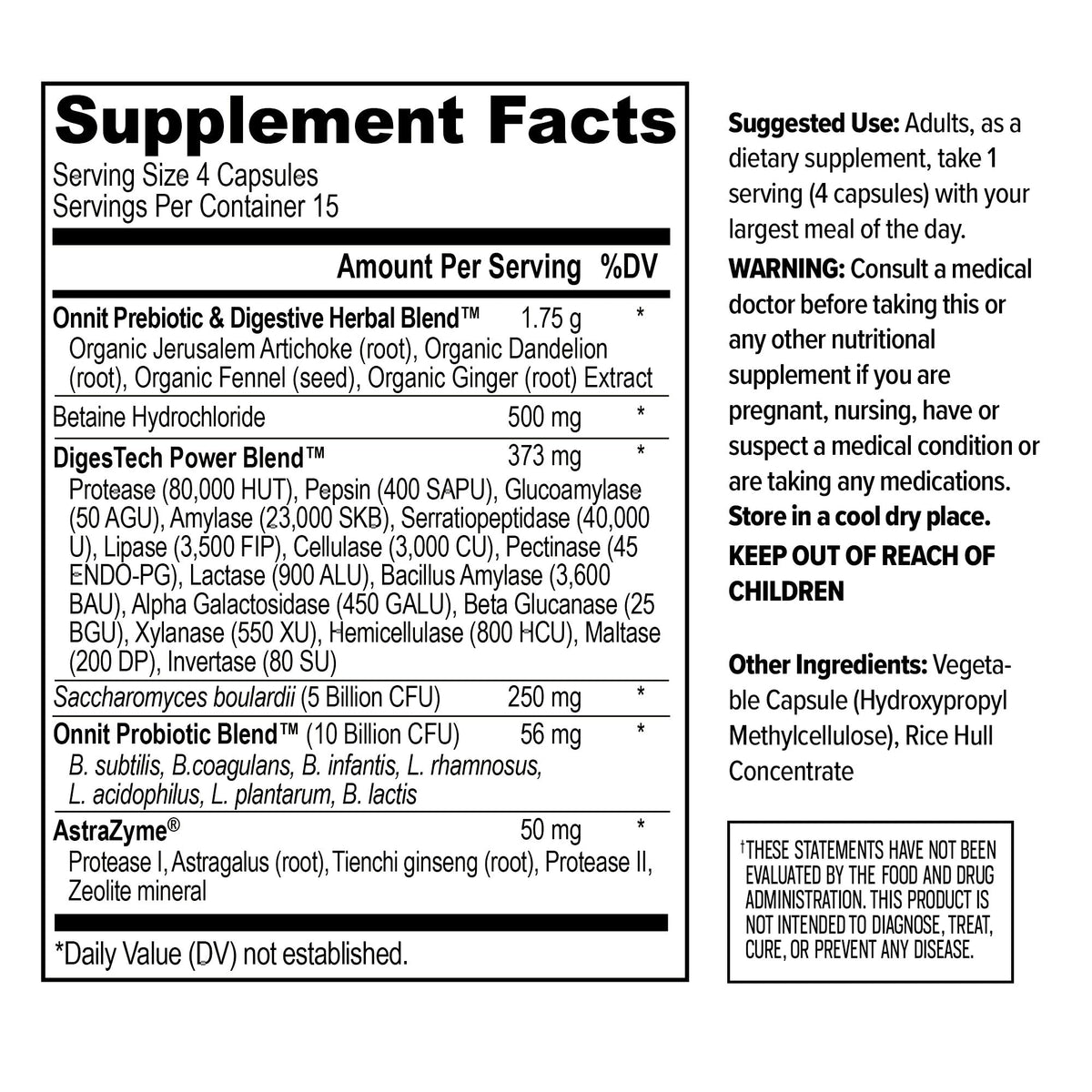 ONNIT Total Gut Health Daily Digestive Support, IGEN™ Non-GMO Tested Digestion Supplement for Women and Men with 7 Strains of Probiotics, - PrimeBioHealth - canada supplements