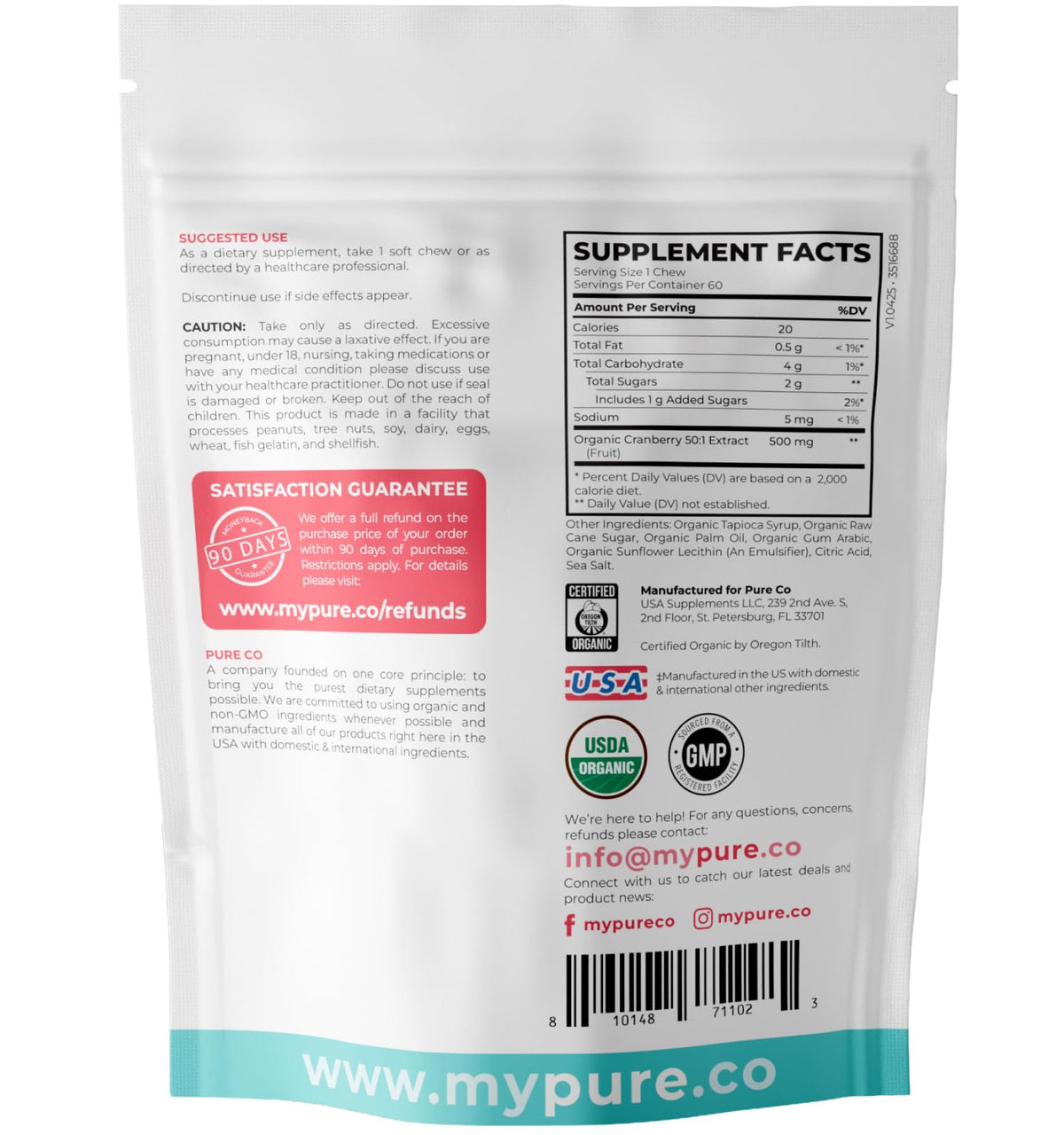 Organic Cranberry Pills - Vegan Supplement for Urinary Tract Health & Kidney Cleanse - Cranberry Pills for Women 500mg 50:1 Cranberry Concentrate Per Serving - Urinary Tract Support - 60 Capsules - PrimeBioHealth - canada supplements