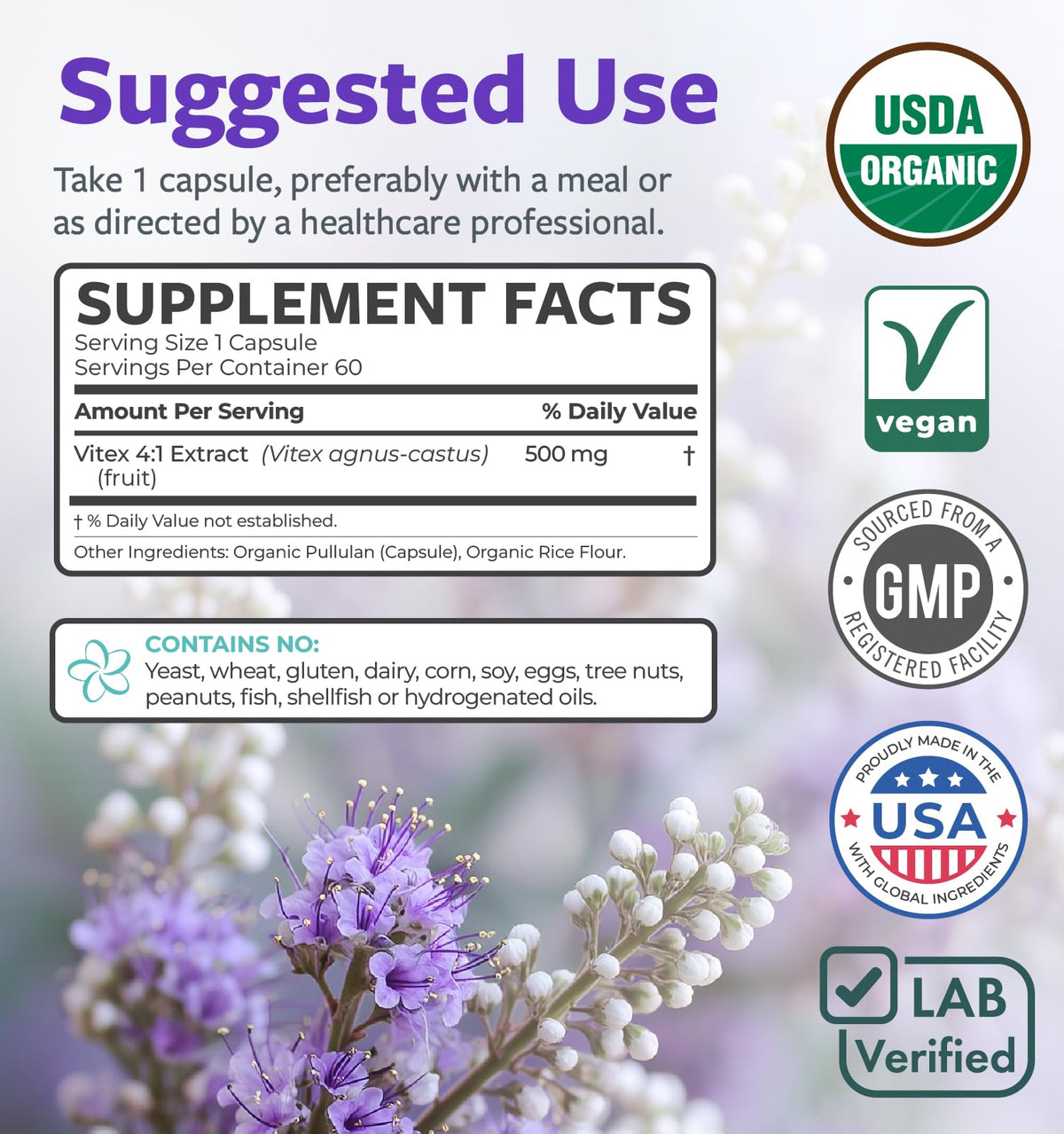 Organic Vitex Chasteberry Supplement for Women - High Strength Chaste Tree Berry Extract Supports Hormone Balance for Women from PMS to Menopause - Filler Free Vegan & Non-GMO (2 Month Supply) - PrimeBioHealth - canada supplements