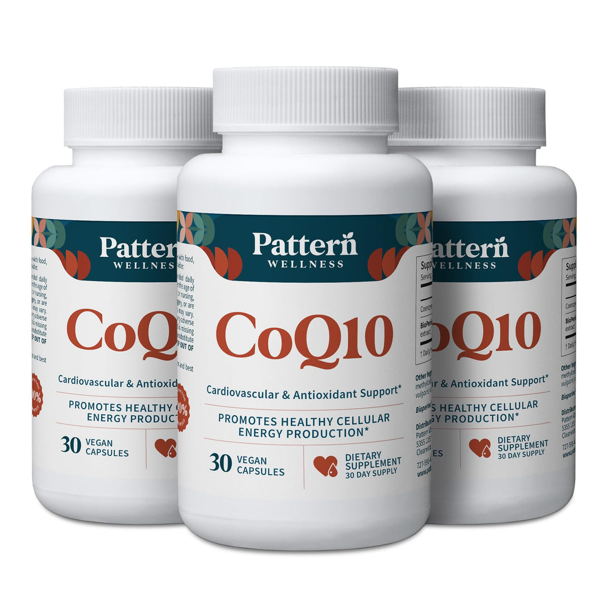 Pattern Wellness CoQ10 – 200mg Ubiquinone with BioPerine® Black Pepper Extract – Cellular Energy & Vitality Support – Non-GMO – 30 Vegan Capsules* - PrimeBioHealth - canada supplements