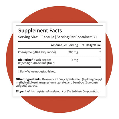 Pattern Wellness CoQ10 – 200mg Ubiquinone with BioPerine® Black Pepper Extract – Cellular Energy & Vitality Support – Non-GMO – 30 Vegan Capsules* - PrimeBioHealth - canada supplements