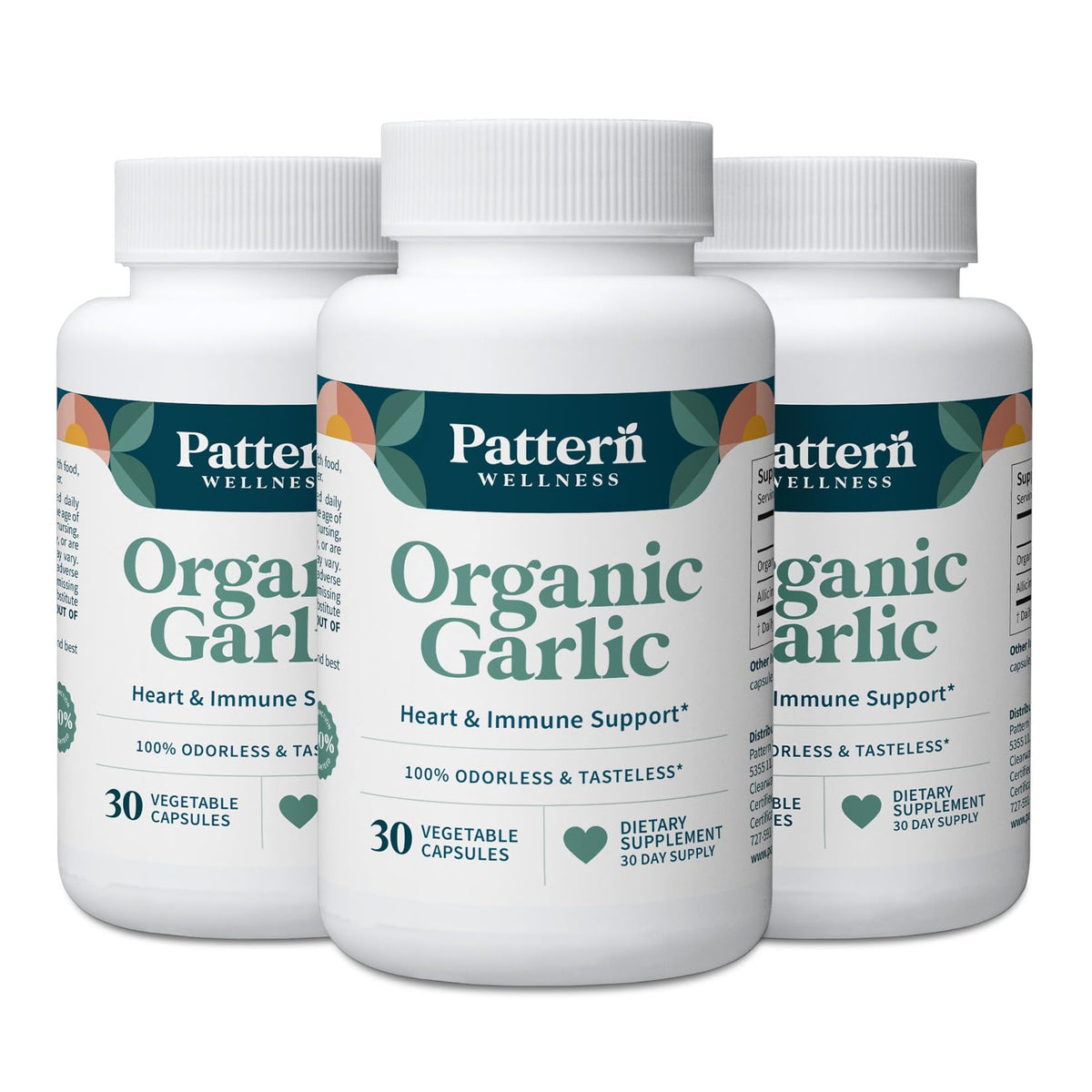 Pattern Wellness Odorless Organic Garlic Extract 20:1 with Allicin – Supports Circulatory & Immune Health – Non-GMO, Gluten Free, Vegan - 30 Capsules | 20:1 Garlic Extract with Allicin – Supports Circulatory & Immune Health – Non-GMO, Gluten Free & Vegan - PrimeBioHealth - canada supplements