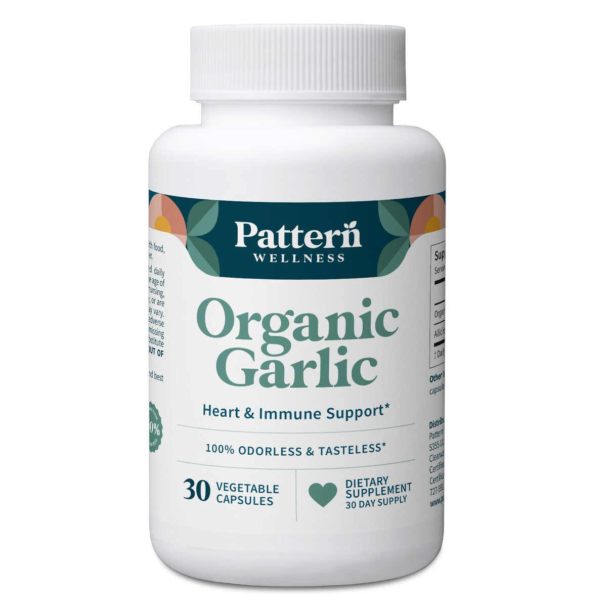 Pattern Wellness Odorless Organic Garlic Extract 20:1 with Allicin – Supports Circulatory & Immune Health – Non-GMO, Gluten Free, Vegan - 30 Capsules | 20:1 Garlic Extract with Allicin – Supports Circulatory & Immune Health – Non-GMO, Gluten Free & Vegan - PrimeBioHealth - canada supplements