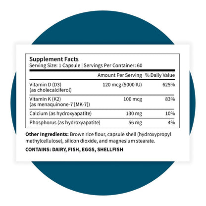Pattern Wellness Vitamin K2 & D3 Supplement with Calcium – Bone Health, Circulatory Wellness & Immune Support - Non-GMO - 60 Capsules - PrimeBioHealth - canada supplements