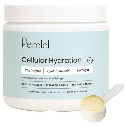 Perelel Hydration Powder, Electrolyte Supplement with Collagen & Hyaluronic Acid, Mango Lemonade Flavor, Soy & Gluten Free, Non GMO, No Added Sugar, 28 Servings - PrimeBioHealth - canada supplements