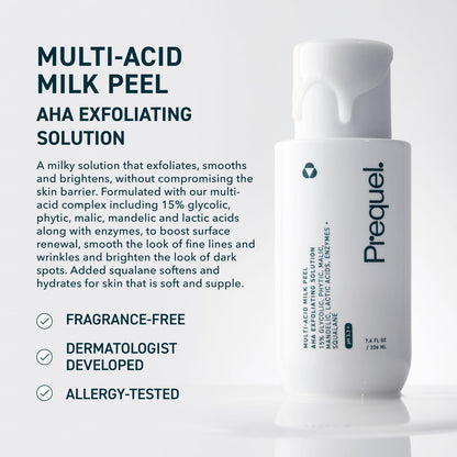 Prequel Skin Multi-Acid Milk Peel, Professional Exfoliating Solution. 15% Glycolic Acid Face Peel with Lactic Acid and Enzymes - PrimeBioHealth - canada supplements