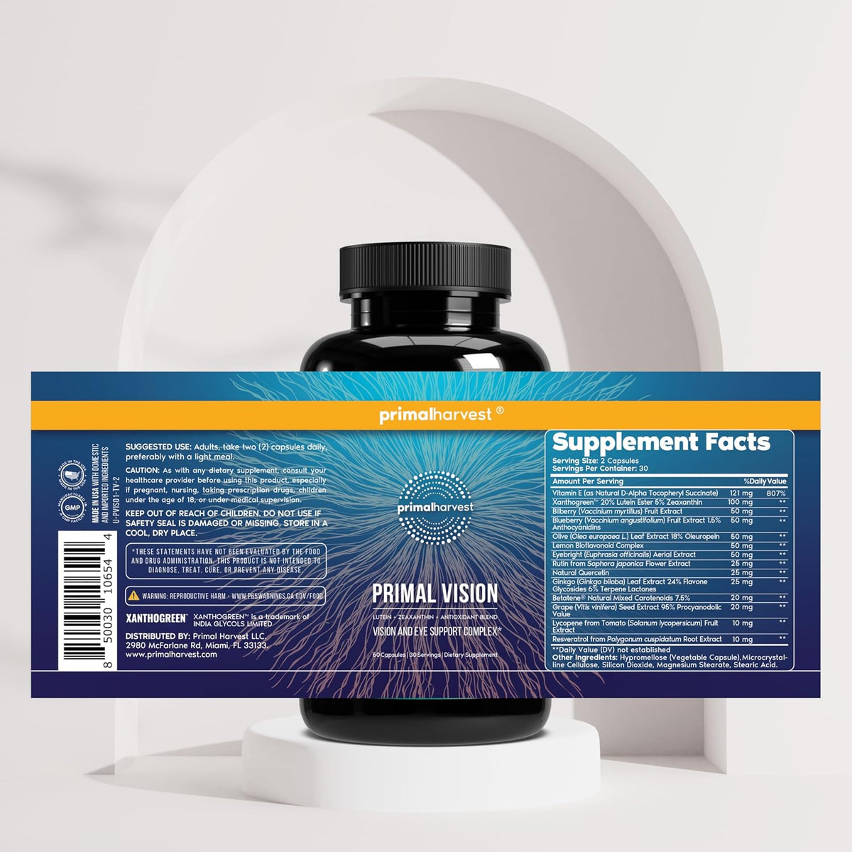 Primal Harvest Vision – Daily Vegetarian Friendly Supplement, Gluten & Dairy Free - PrimeBioHealth - canada supplements