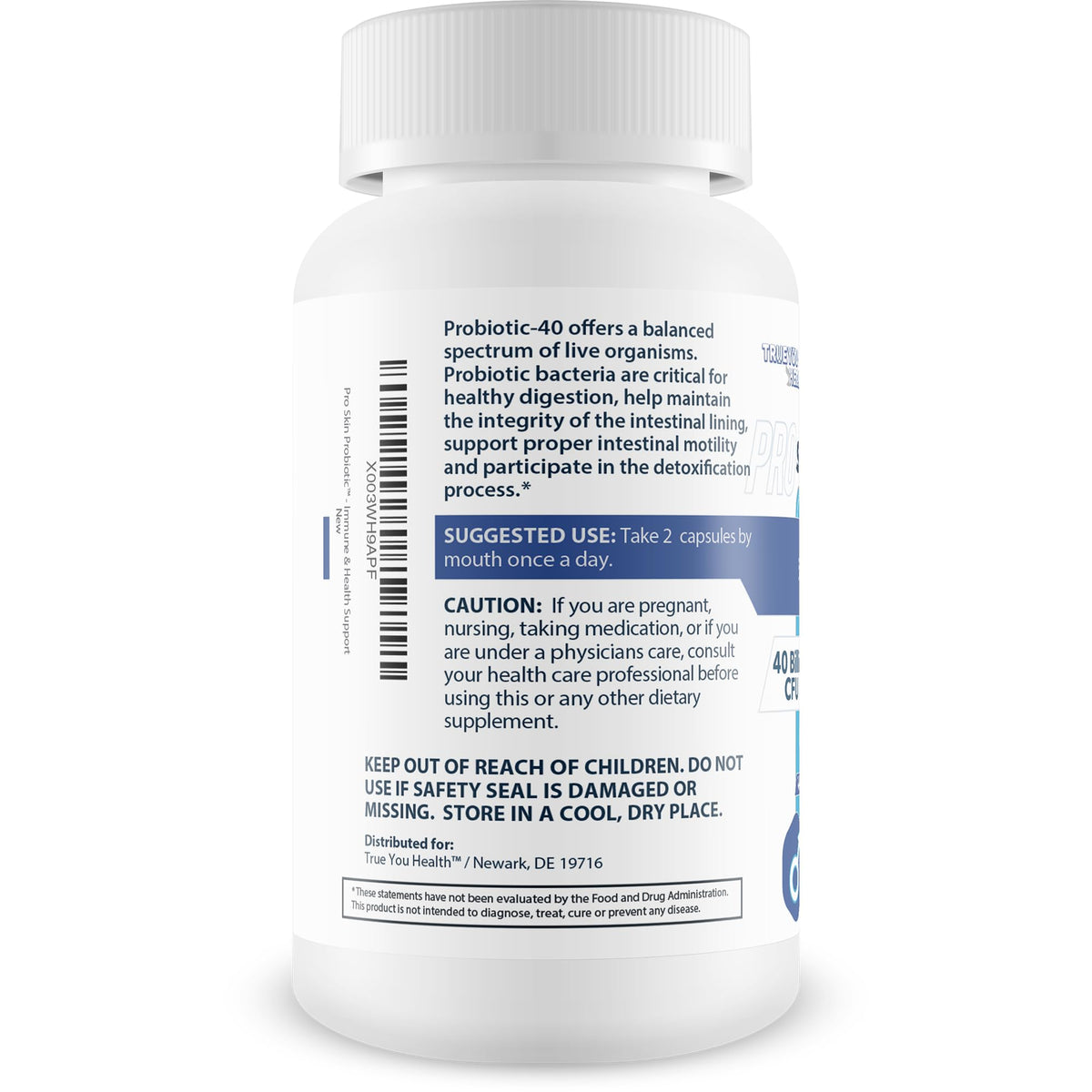 Pro Skin Probiotic - Skin Health Supporting Probiotic with Immune Support - Promote Healthy Skin Microbiome from Inside Out - Health Starts in the Gut - Support Reduced Breakouts, Redness, & Puffiness - PrimeBioHealth - canada supplements