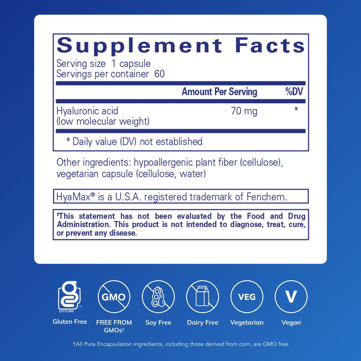 Pure Encapsulations Hyaluronic Acid - for Skin Hydration, Joint Lubrication & Joint Health* - Effective Absorption - Gluten Free - PrimeBioHealth - canada supplements
