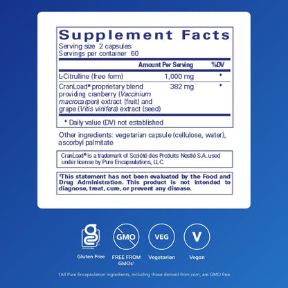 Pure Encapsulations Nitric Oxide Ultra (Capsules) - Supplement Supports Nitric Oxide Production, Healthy Blood Flow & Vascular Health - with L-Citrulline & CranLoad Cranberry Extract - 120 Capsules - PrimeBioHealth - canada supplements