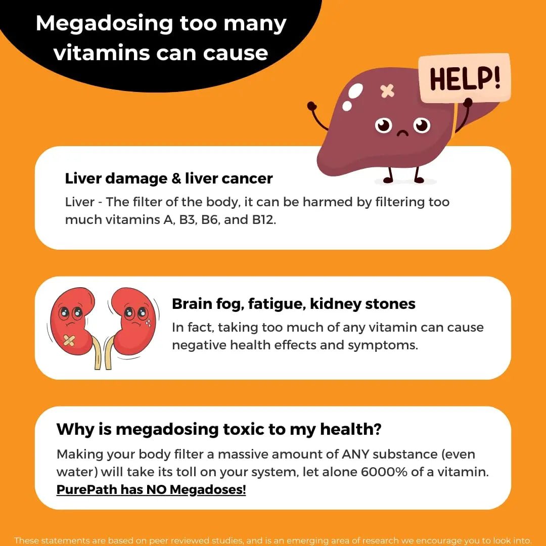 PurePath Non-Toxic Adult Multivitamin - 13 Vitamins - 100% RDA - No Harmful Megadoses - with B6 & B12 - PrimeBioHealth - canada supplements