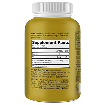 Qunol 200mg Ubiquinol, Powerful Antioxidant for Heart and Vascular Health, Essential for energy production, Natural Supplement Active Form of CoQ10, 60 Count - PrimeBioHealth - canada supplements