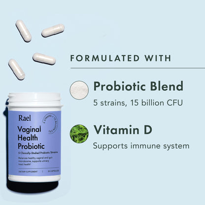 Rael Probiotics for Women - pH Balance Supplement with Prebiotics, Vaginal Immune Health (30 Servings) - PrimeBioHealth - canada supplements