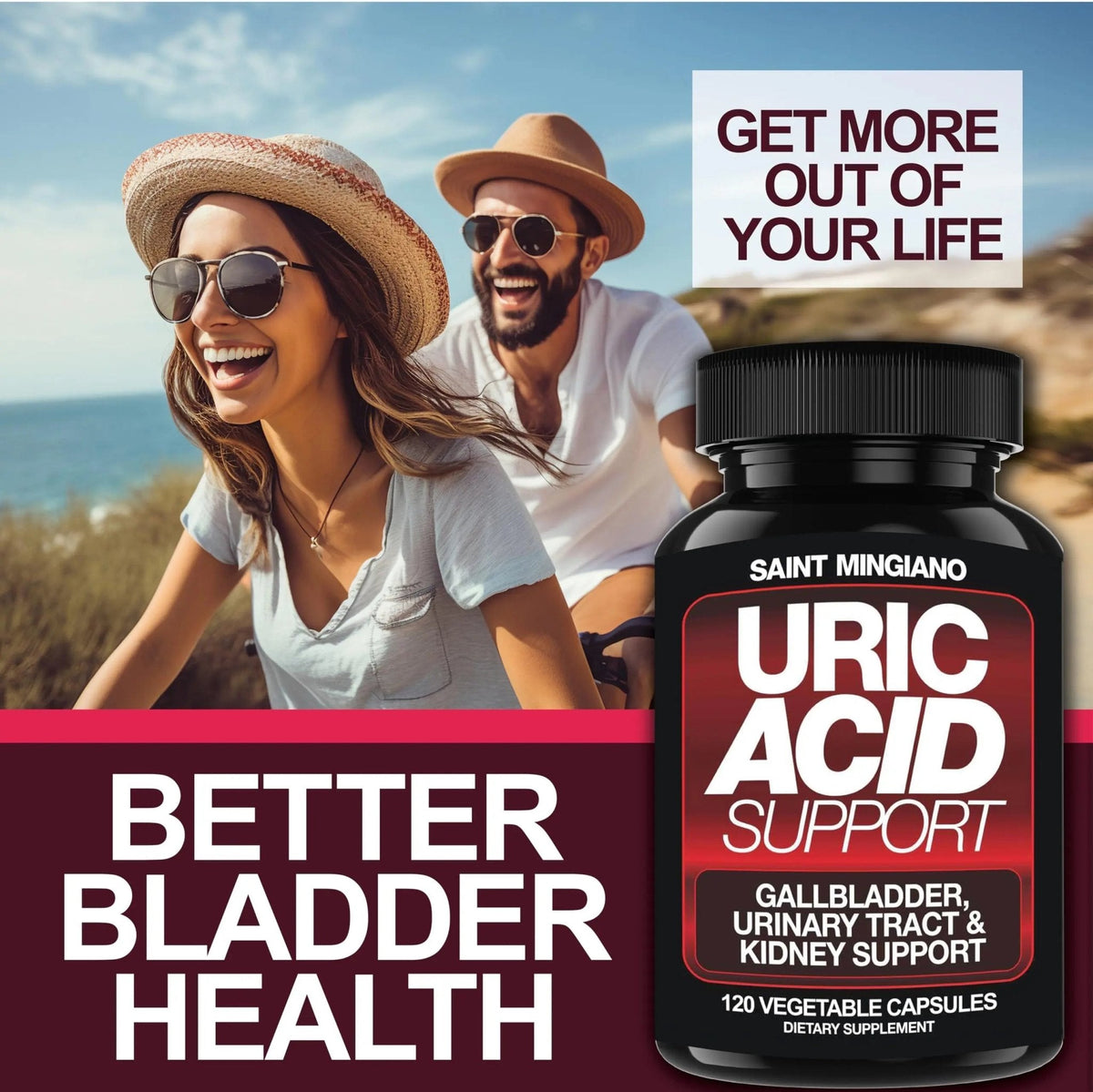 Saint Mingiano Uric Acid Flush for Gout Support -120 Capsules - Supports Kidney Cleanse Detox & Repair, Gallbladder & Urinary Tract Issues - Essential for Detox & Joint Support - Cranberry Extract - PrimeBioHealth - canada supplements