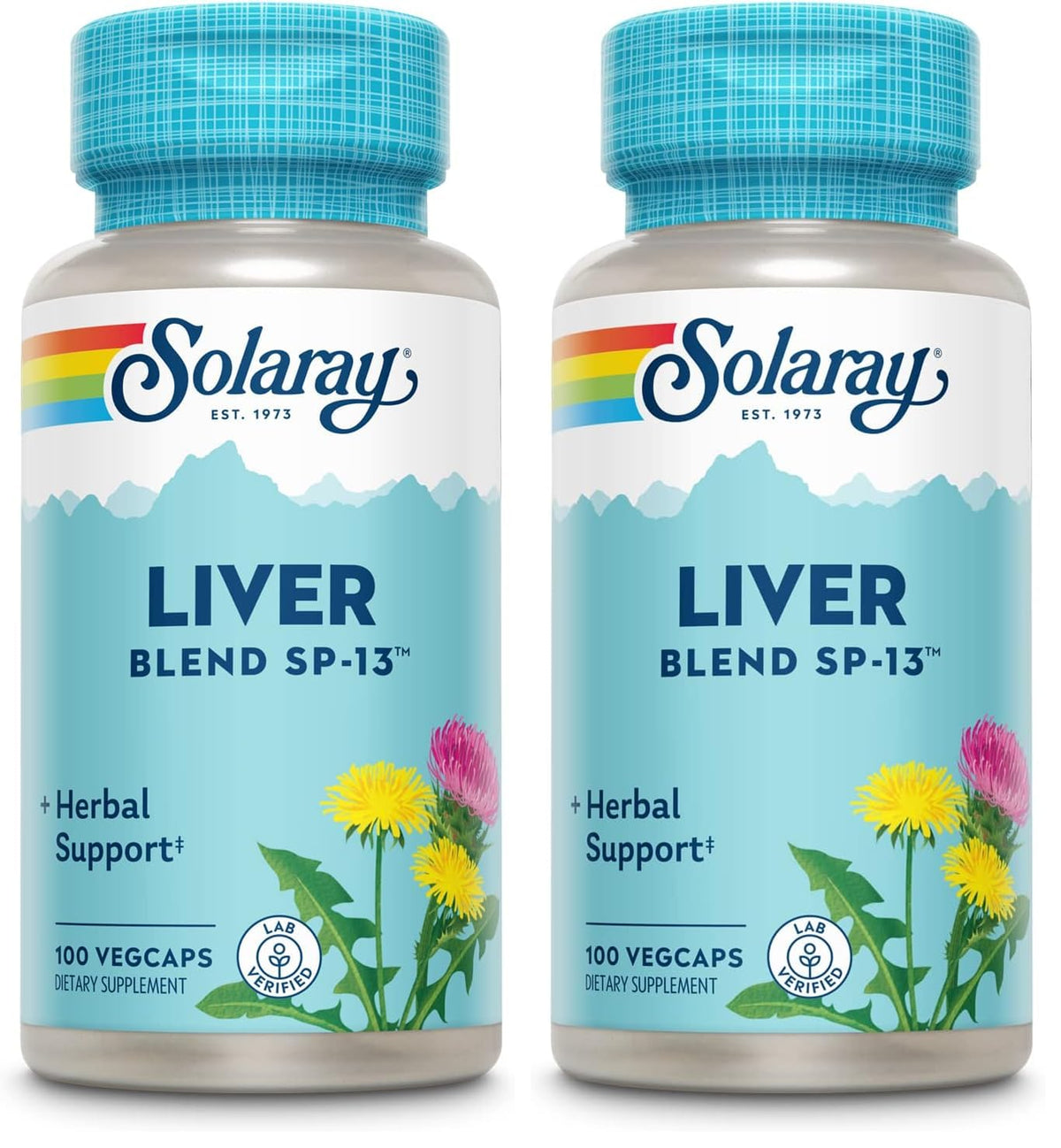 SOLARAY Liver Blend SP-13 - Traditional Herbal Support with Milk Thistle Extract, Dandelion Root, Burdock, Kelp, Peppermint and Trace Minerals - 60-Day Guarantee, 100 Servings, 100 VegCaps - PrimeBioHealth - canada supplements
