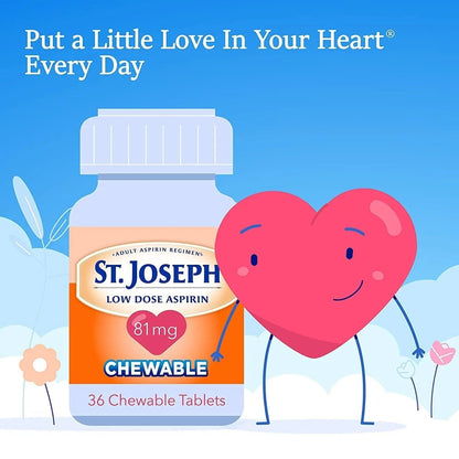 St. Joseph Orange Chewable 81mg Aspirin, 36 Tablets (Pack of 3) - PrimeBioHealth - canada supplements