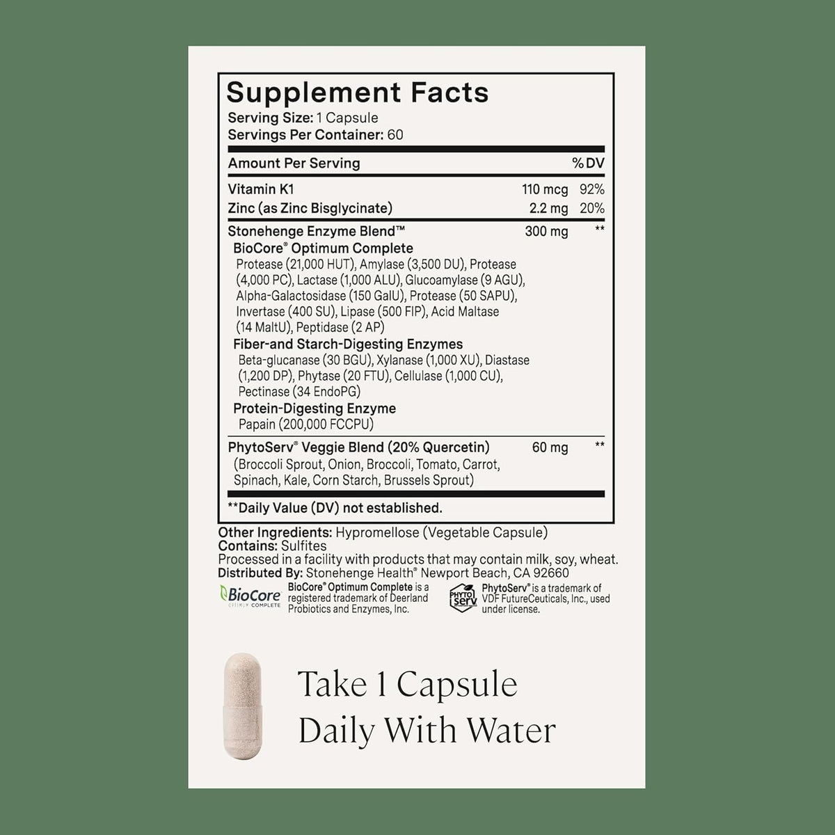 Stonehenge Health Dynamic Digestive Enzymes – 18 Enzymes with (Protease, Lipase, Amylase, Lactase) + Zinc & Vitamin K1 + Gas & Bloating Support – 60 Capsules - PrimeBioHealth - canada supplements