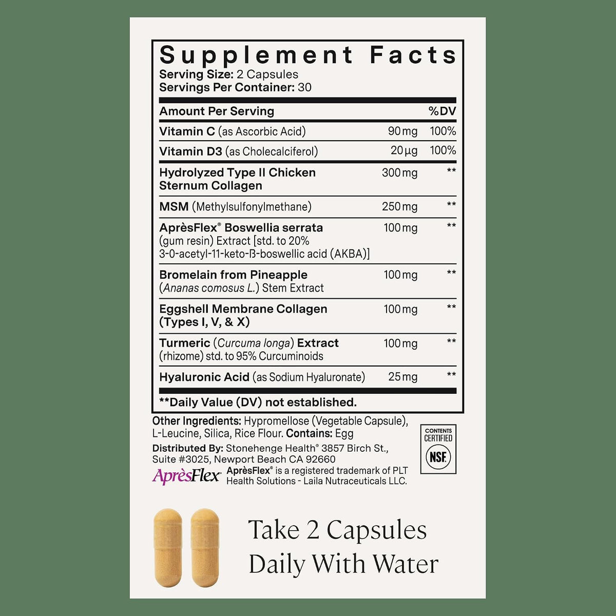 Stonehenge Health Dynamic Joint Health Supplement – Fast-Acting Support with AprèsFlex® Boswellia, MSM, Multi-Type Collagen, Turmeric, Bromelain, Vitamins C & D3 60 Count (Pack of 2) - PrimeBioHealth - canada supplements
