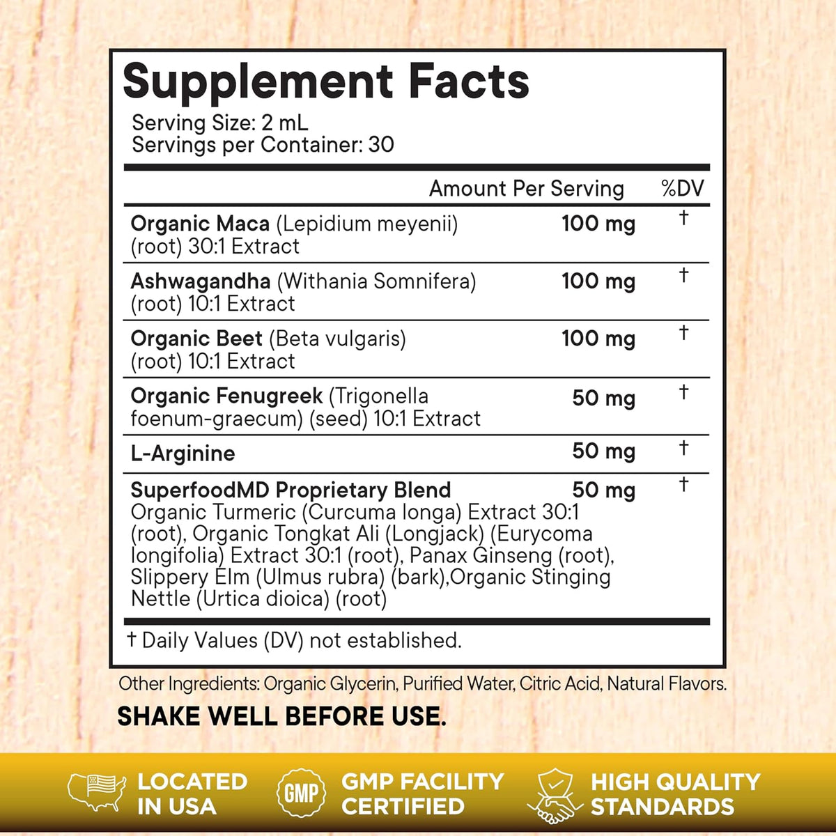 Superfood MD Maca Root Liquid Drops with Ashwagandha, Nettle, Fenugreek, Beet Root and L-Arginine Liquid Multivitamin for Women and Men - 8 Oz - PrimeBioHealth - canada supplements