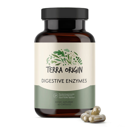 TERRA ORIGIN Digestive Enzymes with Probiotics & Prebiotics | 60 Capsules | Supports Digestive Gut Health | Non GMO, Gluten Free, - PrimeBioHealth - canada supplements