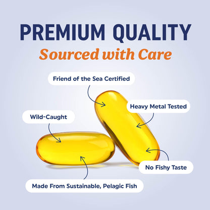 Triple Strength Omega 3 Fish Oil 1200 mg | EPA & DHA | Wild Caught, Sustainably Sourced Omega-3 Fatty Acids | Premium Burpless Fish Oil Supplements - PrimeBioHealth - canada supplements