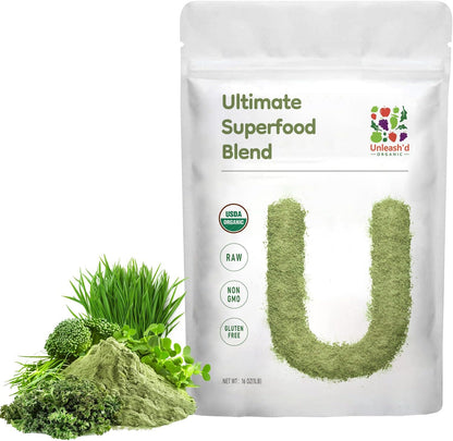 UNLEASH'D ORGANIC Organic Ultimate Superfood Powder 1 lb – 100% Natural Green Food, Rich in Antioxidants & Multivitamins - PrimeBioHealth - canada supplements