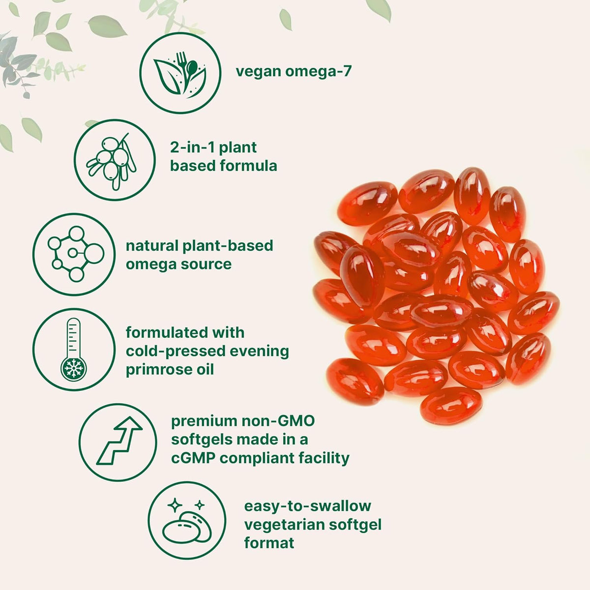 Vegan Omega-7 Sea Buckthorn Oil, 240 Vegetarian Softgels | 2-in-1 with Evening Primrose Oil | Plant Based Botanical Oil Blend | Non-GMO, Gluten, & Carrageenan Free - PrimeBioHealth - canada supplements