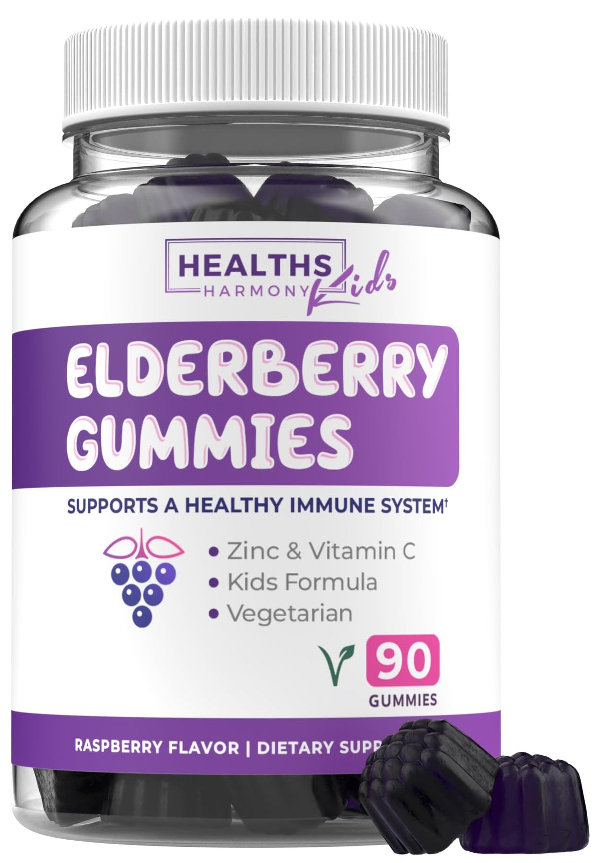 Vegan Sambucus Elderberry Gummies for Adults - Black Elderberry Vitamin C and Zinc Gummies for Daily and Seasonal Wellness - Delicious and Nutritious Immune Support Gummy (1 Month Supply) - PrimeBioHealth - canada supplements