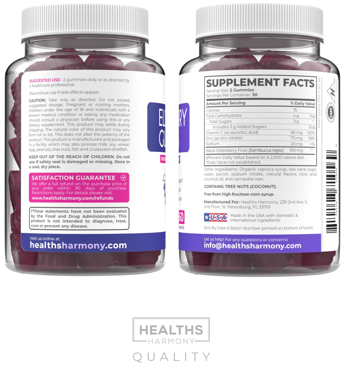 Vegan Sambucus Elderberry Gummies for Adults - Black Elderberry Vitamin C and Zinc Gummies for Daily and Seasonal Wellness - Delicious and Nutritious Immune Support Gummy (1 Month Supply) - PrimeBioHealth - canada supplements