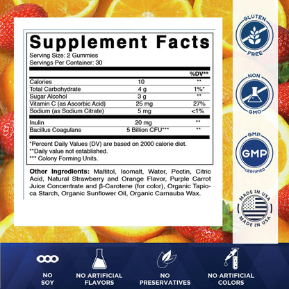 Vitamatic Probiotic Sugar Free Gummies for Men and Women – 5 Billion CFUs Digestive, Immune & Gut Health Support – Gluten Free - PrimeBioHealth - canada supplements