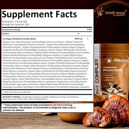 WELLNESS LABSRX Mushroom Powder 2000mg - Mushroom Coffee Blend 5500mg | Bundle - PrimeBioHealth - canada supplements