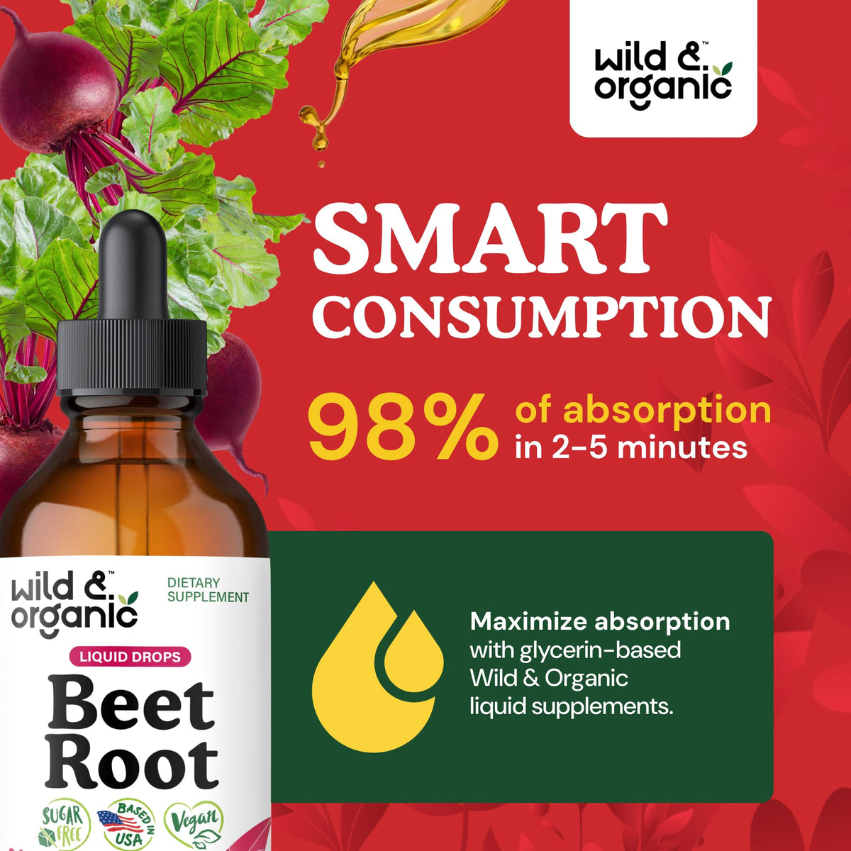 Wild & Organic Beet Root Extract Drops - Energy Support - Liquid Red Beets Supplements - 400 mg per Serving - Mix with Powder - Vegan, Sugar & Alcohol - 4 fl oz - PrimeBioHealth - canada supplements
