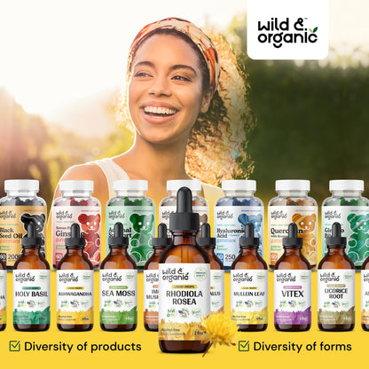 Wild & Organic Rhodiola Rosea Tincture - Rhodiola Rosea Supplement for Mood Support - Relaxing Root Extract Liquid Drops - Vegan, Sugar & Alcohol-Free - 4 fl oz - PrimeBioHealth - canada supplements