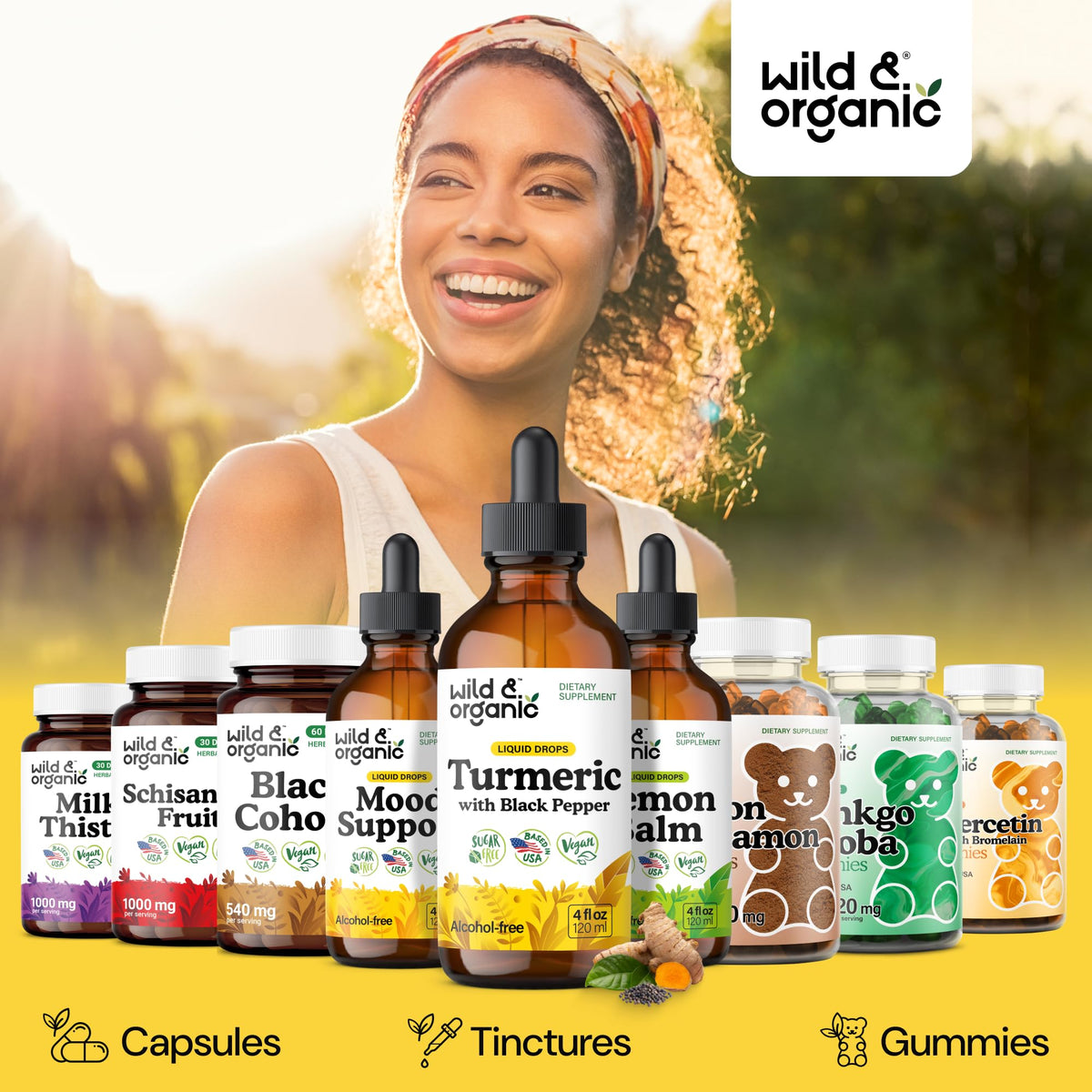 Wild & Organic Turmeric Supplement Liquid Drops - Movement & Immune Support - Liquid Turmeric with Black Pepper Extract - Add to Tea Tincture - Curcumin Supplements - Sugar & Alcohol-Free - 4 fl oz - PrimeBioHealth - canada supplements